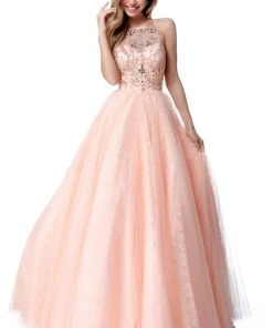 Sherri Hill - 51702 Beaded Halter Tulle Ballgown