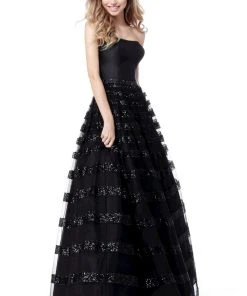 Sherri Hill - 51705 Sequined Strapless Semi-Sweetheart Tulle Ballgown