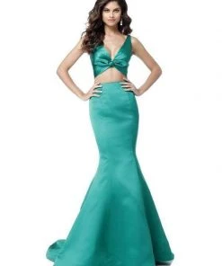 Sherri Hill - 51712 Knotted Crop Top Two-Piece Satin Mermaid Gown 17 Sherri Hill - 51712 Knotted Crop Top Two-Piece Satin Mermaid Gown