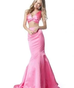 Sherri Hill - 51712 Knotted Crop Top Two-Piece Satin Mermaid Gown 16 Sherri Hill - 51712 Knotted Crop Top Two-Piece Satin Mermaid Gown