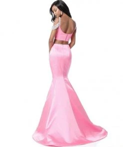 Sherri Hill - 51713 Beaded Off Shoulder Sleeve Two Piece Mermaid Gown