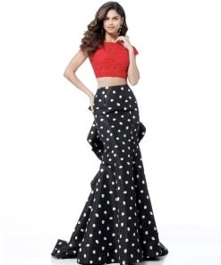 Sherri Hill - 51717 Two Piece Lace Polka Dot Mermaid Dress 13 Sherri Hill - 51717 Two Piece Lace Polka Dot Mermaid Dress