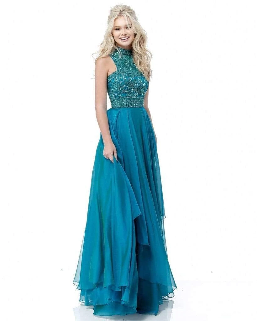 Sherri Hill - 51722 Beaded Cut-In Halter Chiffon Long Dress 3 Sherri Hill - 51722 Beaded Cut-In Halter Chiffon Long Dress