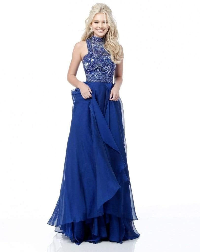 Sherri Hill - 51722 Beaded Cut-In Halter Chiffon Long Dress 5 Sherri Hill - 51722 Beaded Cut-In Halter Chiffon Long Dress