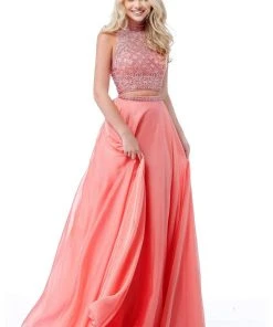 Sherri Hill - 51724 Two Piece Beaded High Halter Chiffon Dress