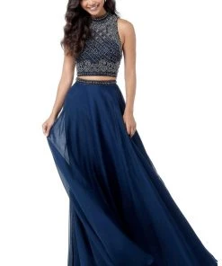 Sherri Hill - 51724 Two Piece Beaded High Halter Chiffon Dress