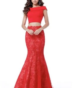 Sherri Hill - 51730 Two Piece Jersey And Lace Mermaid Dress 9 Sherri Hill - 51730 Two Piece Jersey And Lace Mermaid Dress