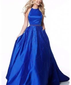 Sherri Hill - 51731 Beaded Halter Satin Ballgown
