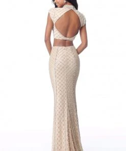 Sherri Hill - 51738 Two Piece Crisscross Beaded High Neck Dress