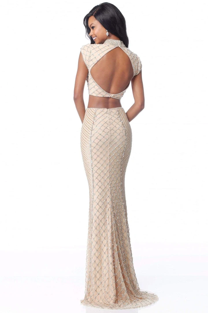 Sherri Hill - 51738 Two Piece Crisscross Beaded High Neck Dress 4 Sherri Hill - 51738 Two Piece Crisscross Beaded High Neck Dress