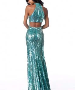 Sherri Hill - 51741 Sequined Halter Trumpet Dress 7 Sherri Hill - 51741 Sequined Halter Trumpet Dress