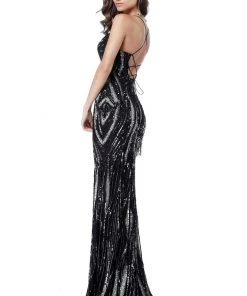 Sherri Hill - 51743 Beaded V-Neck Evening Dress With Slit 12 Sherri Hill - 51743 Beaded V-Neck Evening Dress With Slit