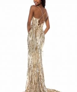 Sherri Hill - 51743 Beaded V-Neck Evening Dress With Slit 14 Sherri Hill - 51743 Beaded V-Neck Evening Dress With Slit