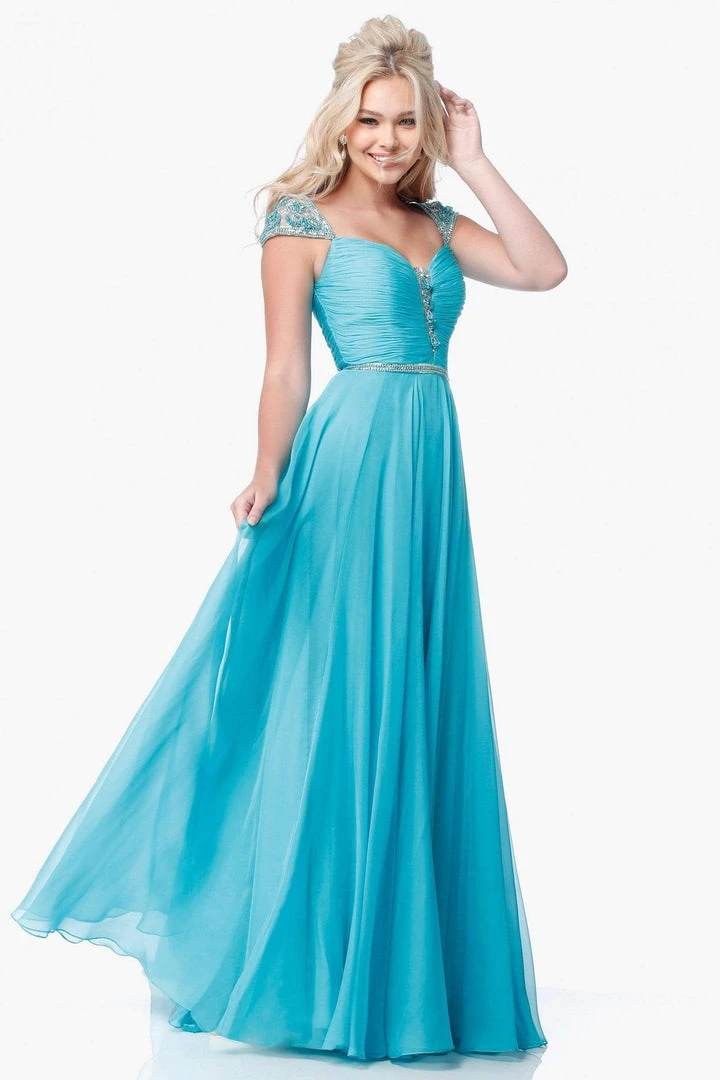 Sherri Hill - 51744 Beaded Cap Sleeve Ruched Bodice Dress 3 Sherri Hill - 51744 Beaded Cap Sleeve Ruched Bodice Dress