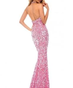 Sherri Hill - 51748 Full Sequins Plunging Halter Fitted Evening Gown 7 Sherri Hill - 51748 Full Sequins Plunging Halter Fitted Evening Gown