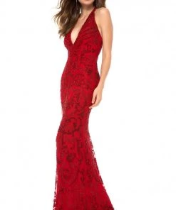 Sherri Hill - 51749 Beaded Deep Halter V-neck Trumpet Dress 17 Sherri Hill - 51749 Beaded Deep Halter V-neck Trumpet Dress