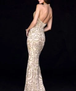 Sherri Hill - 51749 Beaded Deep Halter V-neck Trumpet Dress 16 Sherri Hill - 51749 Beaded Deep Halter V-neck Trumpet Dress