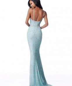 Sherri Hill - 51751 Beaded V-neck Trumpet Dress With Train 5 Sherri Hill - 51751 Beaded V-neck Trumpet Dress With Train