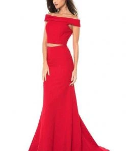 Sherri Hill - 51757 Two Piece Off-Shoulder Jersey Trumpet Dress