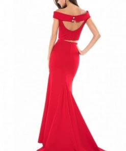 Sherri Hill - 51757 Two Piece Off-Shoulder Jersey Trumpet Dress