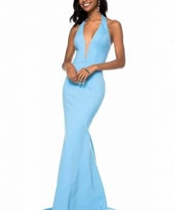 Sherri Hill - 51773 Plunging Halter Long Mermaid Dress