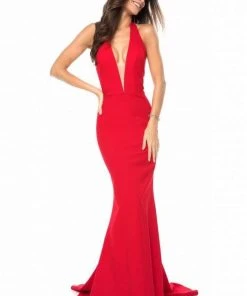 Sherri Hill - 51773 Plunging Halter Long Mermaid Dress