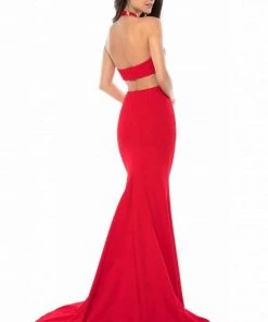 Sherri Hill - 51773 Plunging Halter Long Mermaid Dress