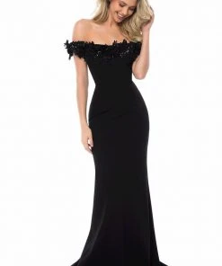 Sherri Hill - 51774 Floral Lace Off-Shoulder Jersey Dress