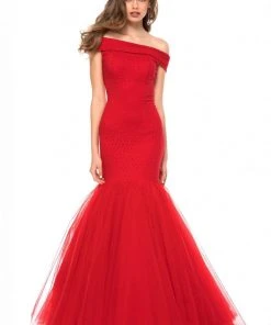 Sherri Hill - 51778 Beaded Jersey Off-Shoulder Tulle Mermaid Dress