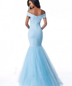 Sherri Hill - 51778 Beaded Jersey Off-Shoulder Tulle Mermaid Dress