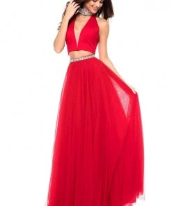 Sherri Hill - 51780 Beaded Choker Plunging Cutout Tulle Dress