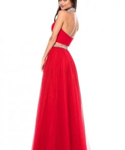 Sherri Hill - 51780 Beaded Choker Plunging Cutout Tulle Dress