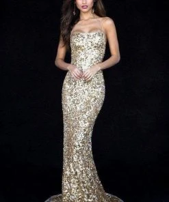 Sherri Hill - 51783 Lace-Up Back Sequin Fitted Evening Gown