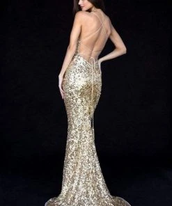 Sherri Hill - 51783 Lace-Up Back Sequin Fitted Evening Gown