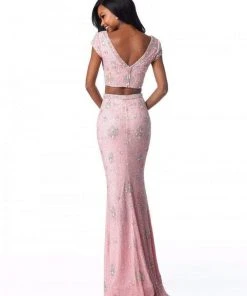 Sherri Hill - 51786 Beaded Two Piece V-Neck Sheath Dress