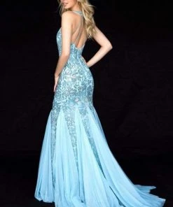 Sherri Hill - 51787 Beaded Halter Neck Tulle Mermaid Dress