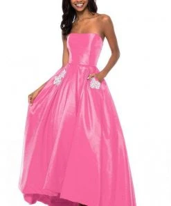 Sherri Hill - 51789 Strapless High-Low A-Line Gown With Beaded Pockets