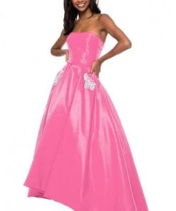 Sherri Hill - 51789 Strapless High-Low A-Line Gown With Beaded Pockets