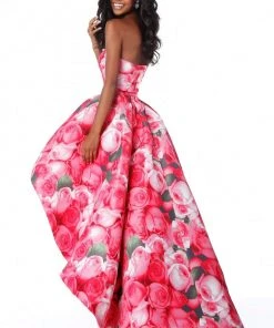 Sherri Hill - 51791 Strapless Floral Print High Low A-Line Dress