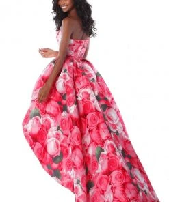 Sherri Hill - 51791 Strapless Floral Print High Low A-Line Dress