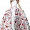 Sherri Hill - 51796 Halter Fitted Dress With Floral Print Overskirt
