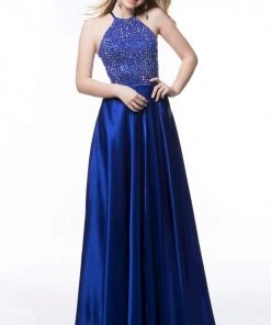 Sherri Hill - 51799 Halter Neck Gemstone Beaded Long Dress 10 Sherri Hill - 51799 Halter Neck Gemstone Beaded Long Dress