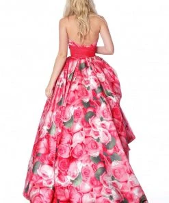 Sherri Hill - 51800 Taffeta Halter Floral Print Ballgown
