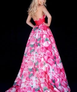 Sherri Hill - 51800 Taffeta Halter Floral Print Ballgown 9 Sherri Hill - 51800 Taffeta Halter Floral Print Ballgown