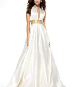 Sherri Hill - 51802 Beaded Halter Neck Satin Ballgown With Open Back