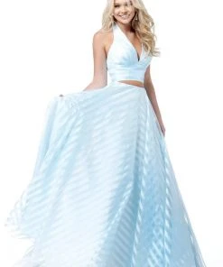 Sherri Hill - 51804 Striped Two-Piece Plunging Halter Ballgown
