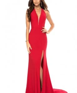 Sherri Hill - 51806 Deep Halter V-neck Jersey Trumpet Dress 14 Sherri Hill - 51806 Deep Halter V-neck Jersey Trumpet Dress