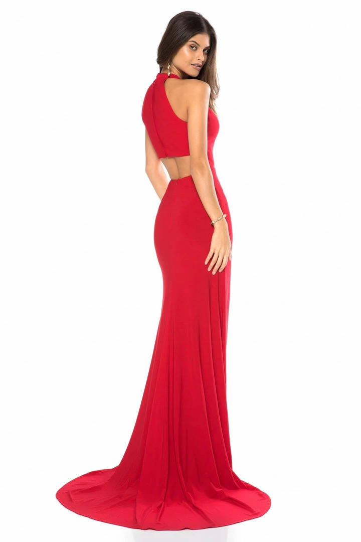 Sherri Hill - 51806 Deep Halter V-neck Jersey Trumpet Dress 8 Sherri Hill - 51806 Deep Halter V-neck Jersey Trumpet Dress