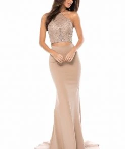 Sherri Hill - 51807 Two-Piece Beaded Halter Strap Mermaid Dress