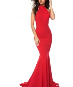 Sherri Hill - 51808 Jersey High Halter Mermaid Dress With Train